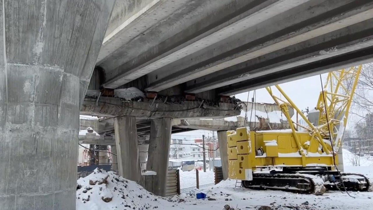 ​На путепроводе у «Мориона» в Перми приступили к работам над железнодорожными путями