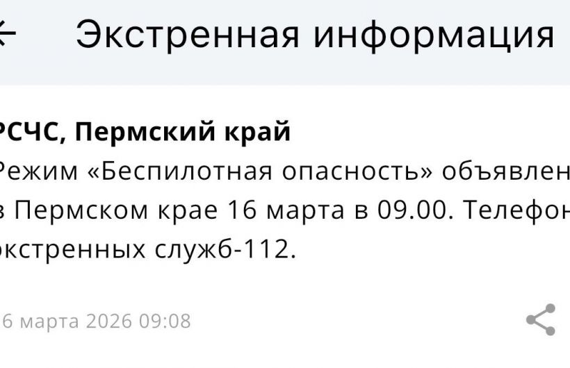 В Прикамье ввели режим «Беспилотной опасности»