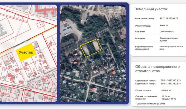 ​На торги повторно выставили участок с недостроями на улице Цимлянской в Перми